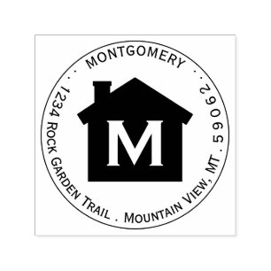 Simple Modern Home Monogram Circle Return Address Self-inking Stamp