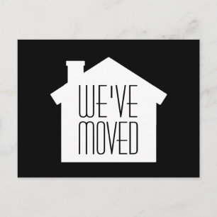 Simple Modern Home New Address   We've Moved Black Announcement Postcard