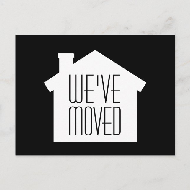 Simple Modern Home New Address | We've Moved Black Announcement Postcard (Front)