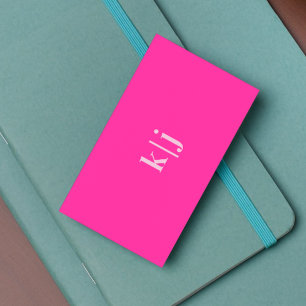 Simple Modern Hot Pink Monogram QR Code Business Card