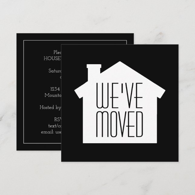 Simple Modern Housewarming Party invitation Black (Front/Back)