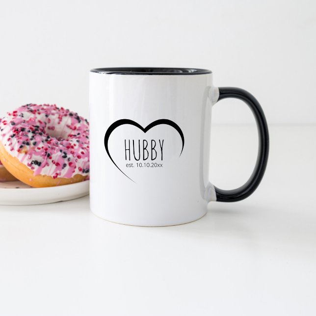 Simple Modern Hubby Established Date Wedding Gift Mug (Creator Uploaded)