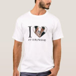 Simple Modern I Love My Girlfriend Heart Photo T-Shirt<br><div class="desc">Simple,  modern t-shirt,  featuring the text,  'I ♥ my girlfriend, ' with a heart-shaped photo of your choice. If you need any help customising this,  please message me using the button below and I'll be happy to help.</div>