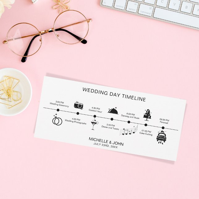 Simple Modern Illustrated Wedding Timeline Invitation (Creator Uploaded)