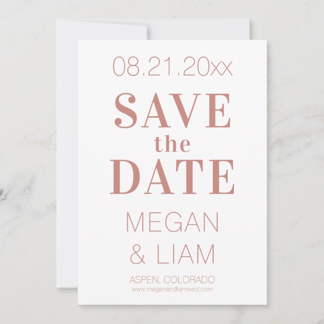 Simple Modern Indian Red and White Save The Date (Front)
