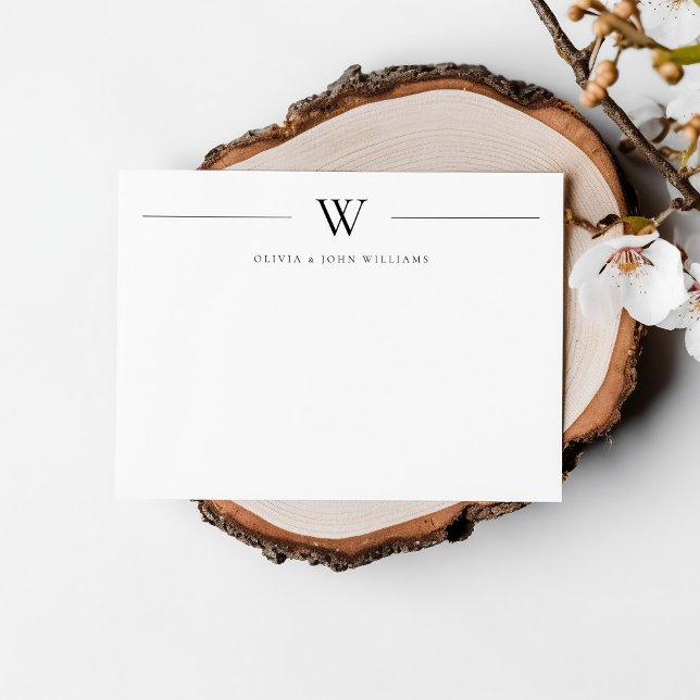 Simple Modern Initial Couple Stationery Card (Creator Uploaded)