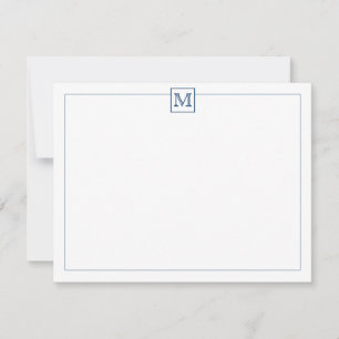 Simple Modern Initial Monogram Navy Blue Card