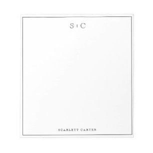 Simple Modern Initials Border Stationery Notepad