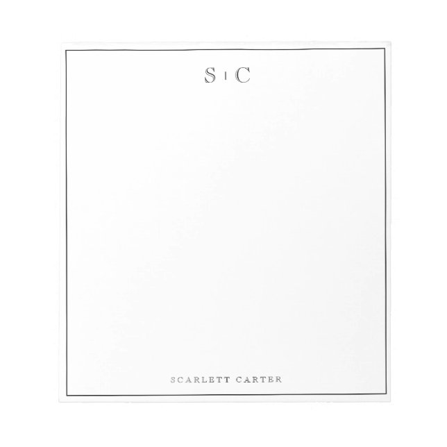 Simple Modern Initials Border Stationery Notepad (Front)