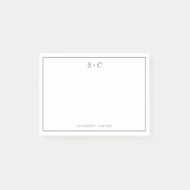 Simple Modern Initials Border Stationery Post-it Notes (Front)