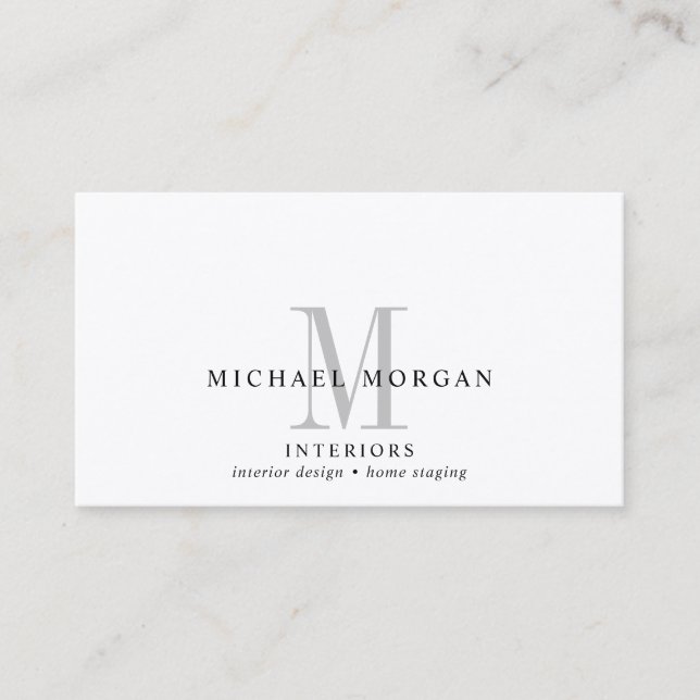 Simple Modern Interior Designer Monogram Business  Card (Front)