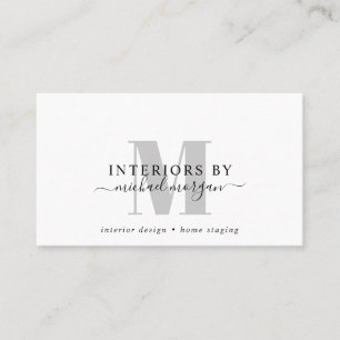 Simple Modern Interior Designer Script Business Card