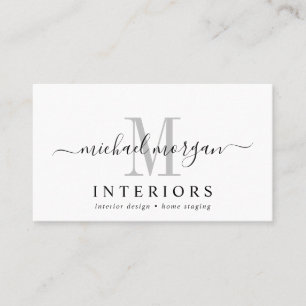 Simple Modern Interior Designer Script Business  Card