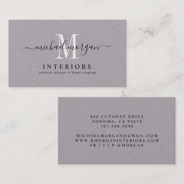Simple Modern Interior Designer Script Business  Card (Front/Back)