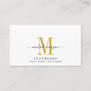 Simple Modern Interior Designer Script Business  Card