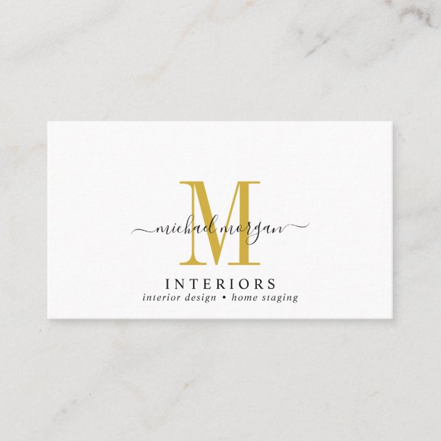 Simple Modern Interior Designer Script Business  Card (Front)
