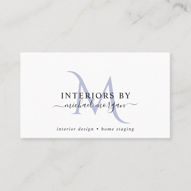 Simple Modern Interior Designer Script Business  Card (Front)