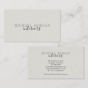 Simple Modern Interior Designer Script Faux Linen Business Card