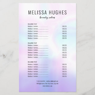 Simple Modern Iridescent Salon Service Menu