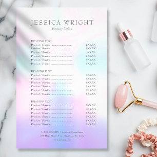Simple Modern Iridescent Salon Service Menu