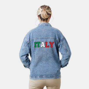 Simple Modern Italy National Flag Apparel Denim Jacket