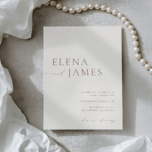 Simple Modern Ivory & Mocha Wedding Invitation