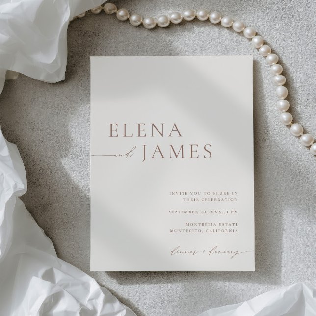  Simple Modern Ivory & Mocha Wedding Invitation (Modern Neutral Ivory & Mocha Wedding Invitation)