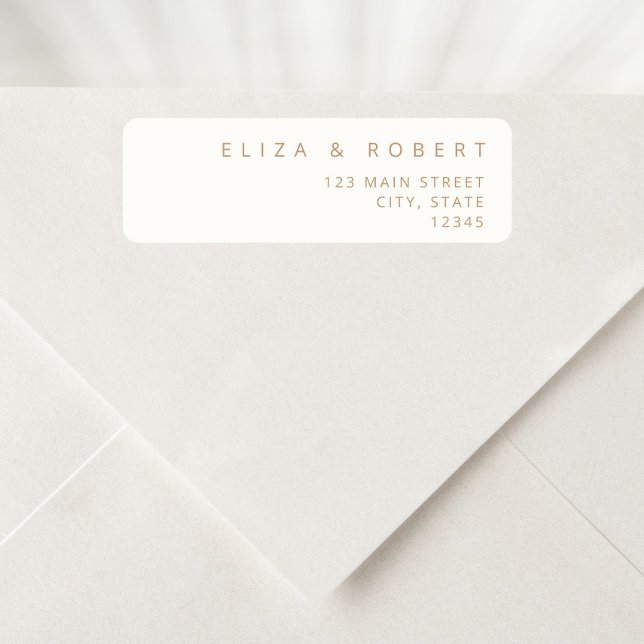 Simple Modern Ivory Tan Wedding Return Address Label (Creator Uploaded)