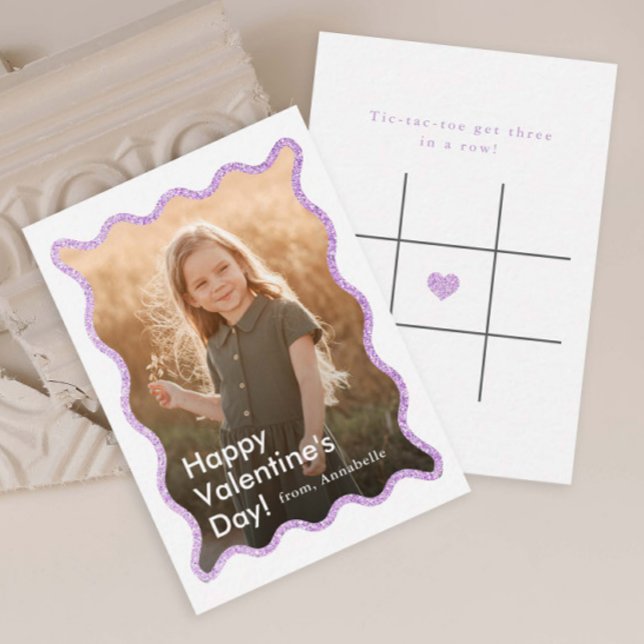 Simple Modern Kids Photo Classroom Valentine's Card (Modern Kids Photo Classroom Valentine's Day Card with Tic-Tac-Toe game on the back.)
