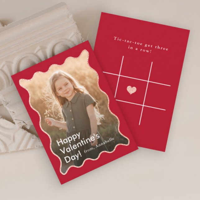 Simple Modern Kids Photo Classroom Valentine's Card (Modern Kids Photo Classroom Valentine's Day Card with Tic-Tac-Toe game on the back.)