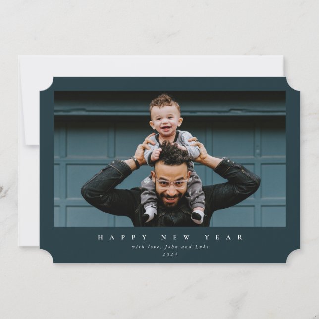 Simple Modern Large Single Photo Happy New Year Holiday Card (Front)