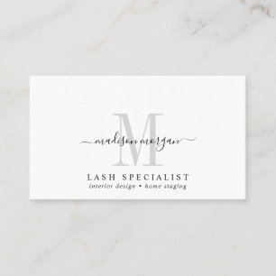 Simple Modern Lash Specialist Script Monogram Business Card