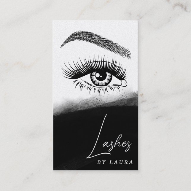 Simple Modern Lashes Eyes and Brows Hand drawn  Sq Business Card (Front)