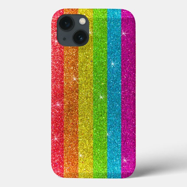 Simple Modern LGBTQIA Gay Pride Rainbow Glitter Ca Case-Mate iPhone Case (Back)