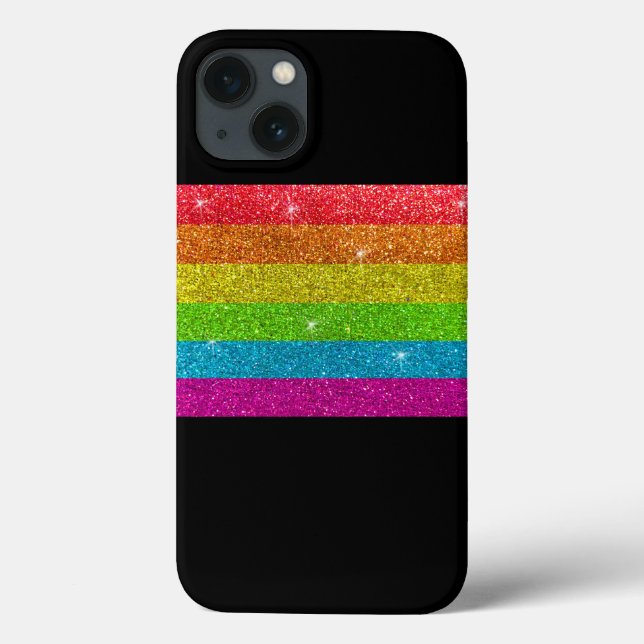 Simple Modern LGBTQIA Gay Pride Rainbow Glitter Ca Case-Mate iPhone Case (Back)