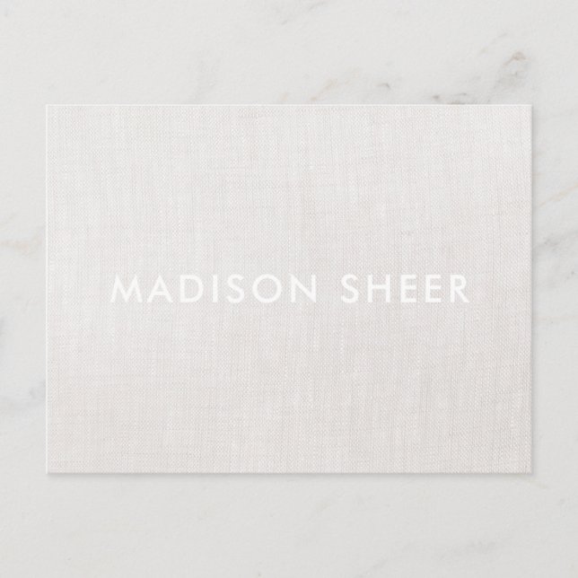 Simple Modern Light Beige Linen, Professional Postcard (Front)