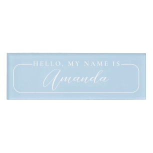 Simple Modern light blue elegant Wedding Blank  Name Tag