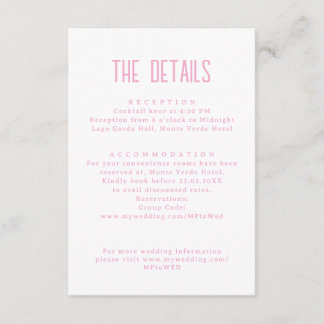 Simple Modern Light Elegant Pink Wedding Enclosure Card