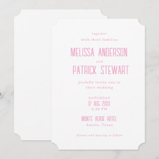 Simple Modern Light Elegant Pink Wedding Invitation