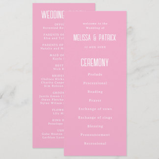 Simple Modern Light Elegant Pink Wedding Program
