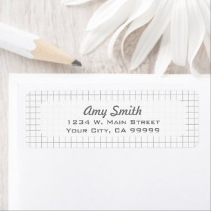 Simple Modern Light Grey Grid Geometric Pattern Return Address Label