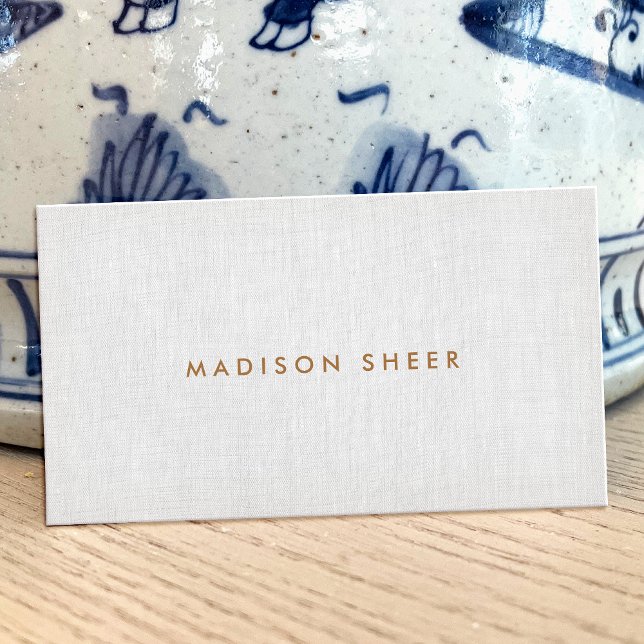 Simple Modern, Light Grey Linen Professional Business Card (Creator Uploaded)