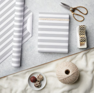 Simple Modern Light Grey Striped Minimalist  Wrapping Paper