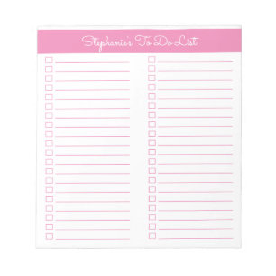 Simple Modern Light Pink Two Column Checklist Notepad