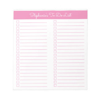 Simple Modern Light Pink Two Column Checklist Notepad