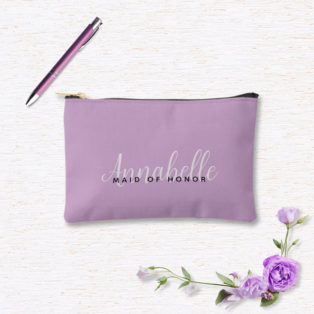 Simple Modern Lilac Purple Wedding Custom Accessory Pouch (Creator Uploaded)