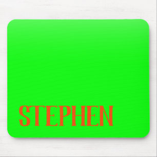 Simple & Modern Lime Green & Orange – Personalized Mouse Pad