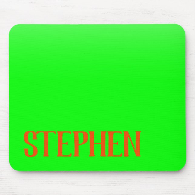 Simple & Modern Lime Green & Orange – Personalized Mouse Pad (Front)
