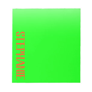 Simple & Modern Lime Green & Orange - Personalized Notepad