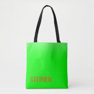 Simple & Modern Lime Green & Orange – Personalized Tote Bag